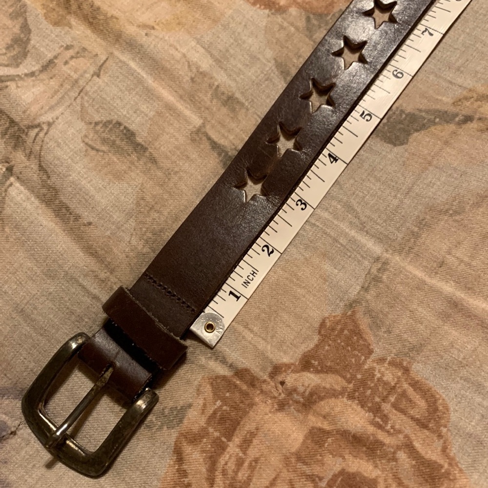 Women’s brown leather belt with cutout stars